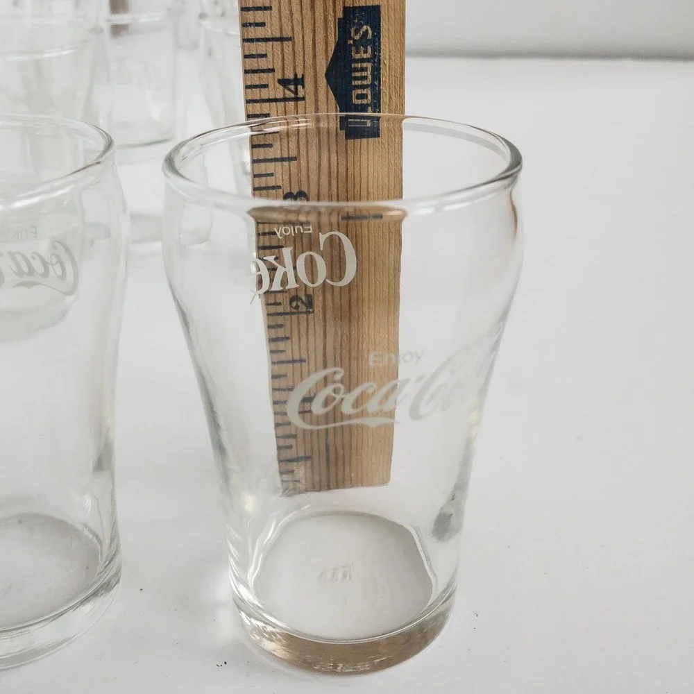 Coca-Cola Drinking Glasses Unisex OS Clear Bell Shape Logo Glass Set of‎ 6